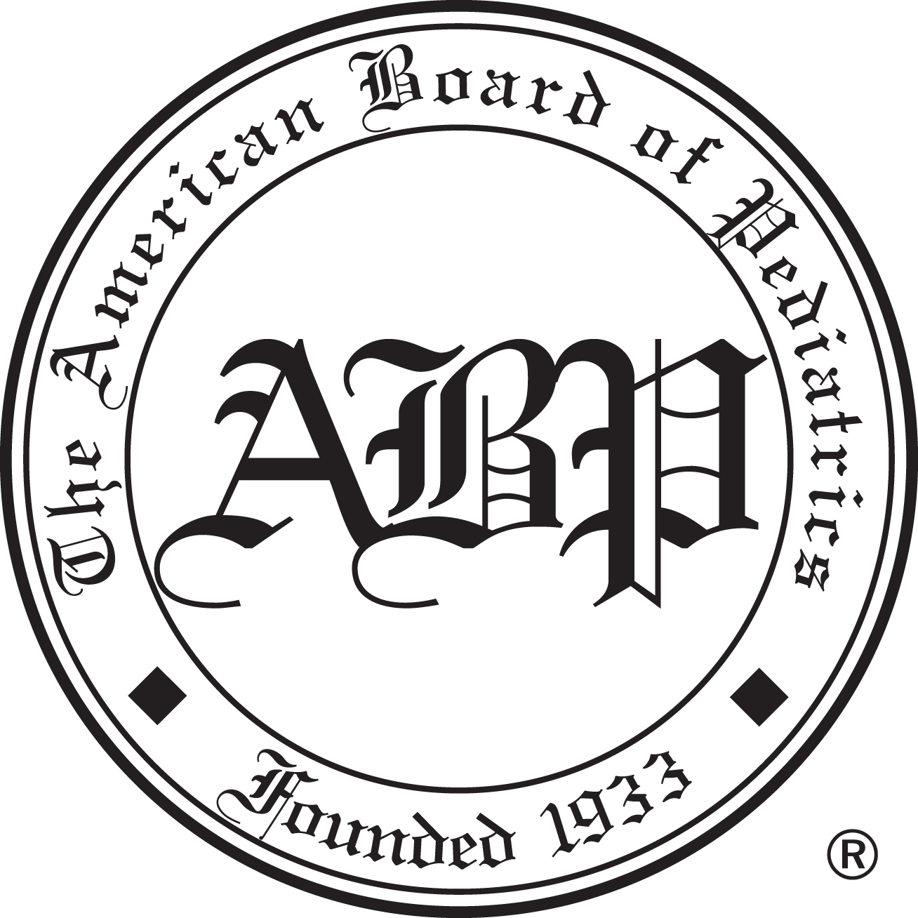 The American Board of Pediatrics logo, a circle with the letters ABP in the center and the full spelling circling the top outside.